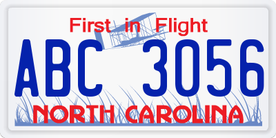 NC license plate ABC3056