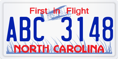 NC license plate ABC3148