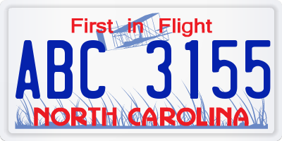 NC license plate ABC3155
