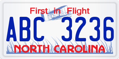 NC license plate ABC3236