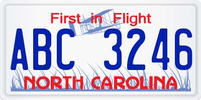 NC license plate ABC3246