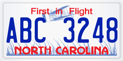 NC license plate ABC3248