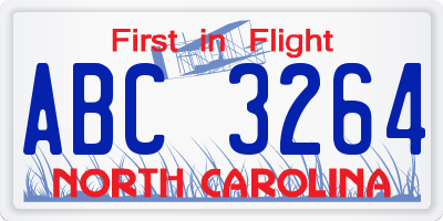NC license plate ABC3264