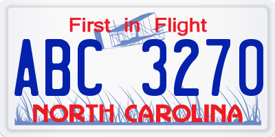 NC license plate ABC3270
