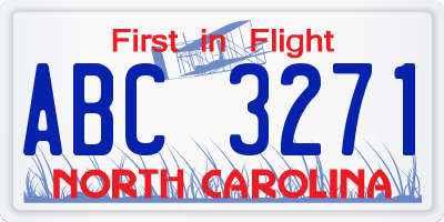 NC license plate ABC3271
