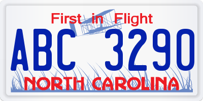 NC license plate ABC3290