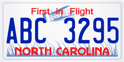 NC license plate ABC3295