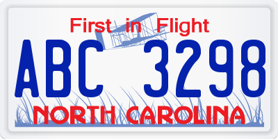 NC license plate ABC3298