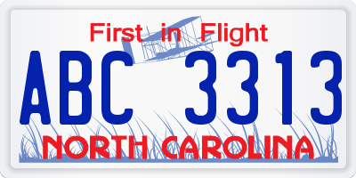 NC license plate ABC3313