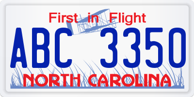 NC license plate ABC3350