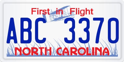 NC license plate ABC3370
