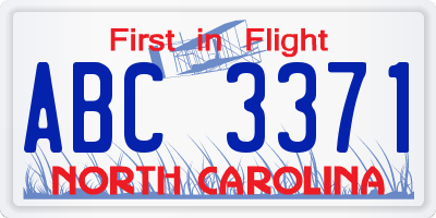 NC license plate ABC3371