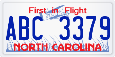 NC license plate ABC3379