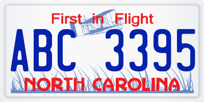NC license plate ABC3395