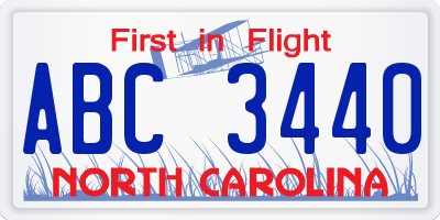 NC license plate ABC3440