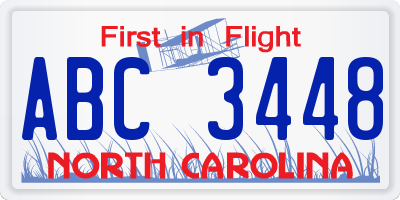 NC license plate ABC3448