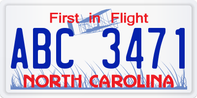 NC license plate ABC3471