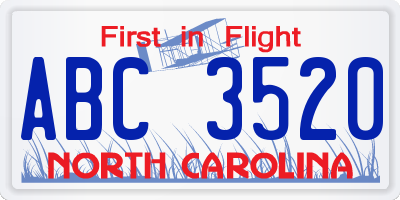 NC license plate ABC3520