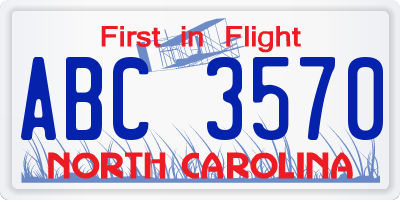 NC license plate ABC3570