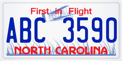 NC license plate ABC3590