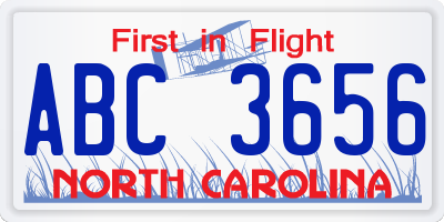 NC license plate ABC3656