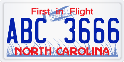 NC license plate ABC3666