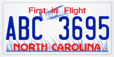 NC license plate ABC3695
