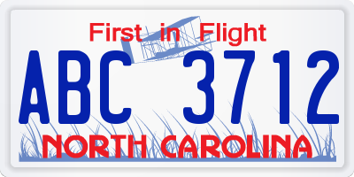 NC license plate ABC3712