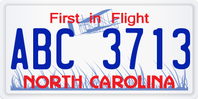 NC license plate ABC3713