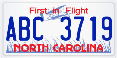 NC license plate ABC3719