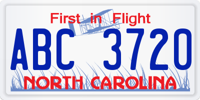 NC license plate ABC3720