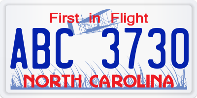 NC license plate ABC3730