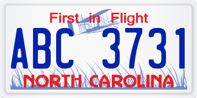 NC license plate ABC3731