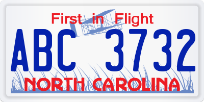 NC license plate ABC3732