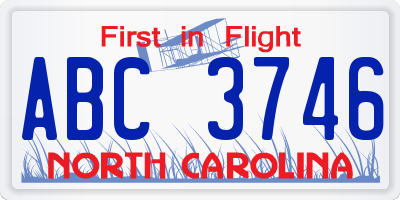 NC license plate ABC3746