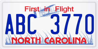 NC license plate ABC3770