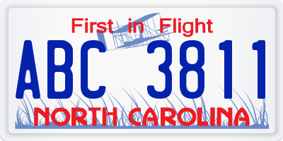 NC license plate ABC3811