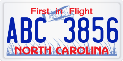 NC license plate ABC3856