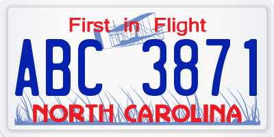 NC license plate ABC3871