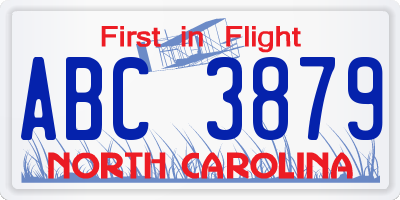 NC license plate ABC3879