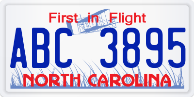 NC license plate ABC3895