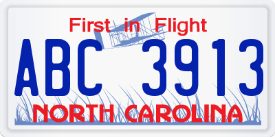 NC license plate ABC3913