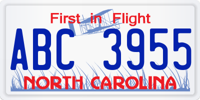 NC license plate ABC3955