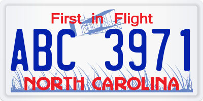 NC license plate ABC3971