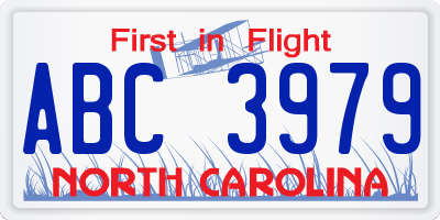 NC license plate ABC3979