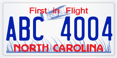 NC license plate ABC4004
