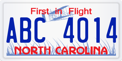 NC license plate ABC4014