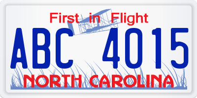 NC license plate ABC4015