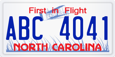 NC license plate ABC4041