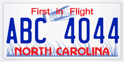 NC license plate ABC4044